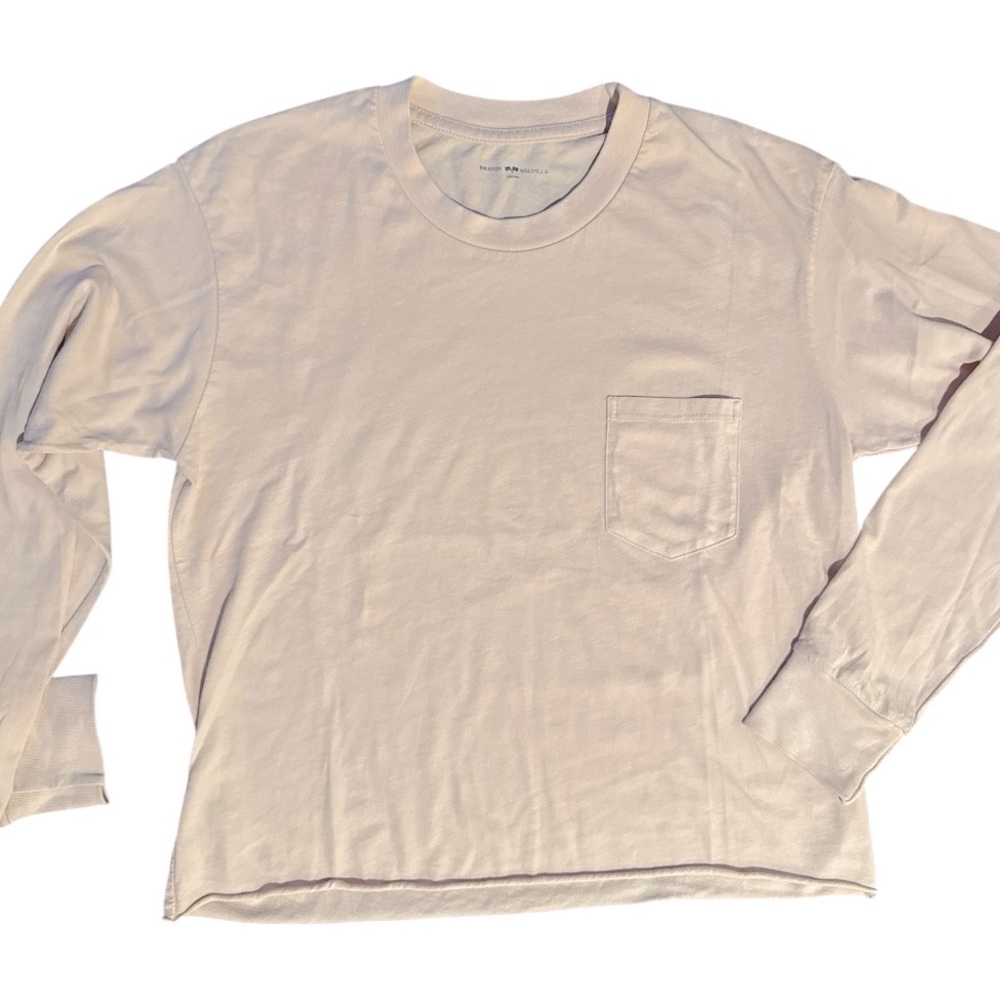 Brandy Melville shell pink long sleeve 100% cotton pocket tee M L